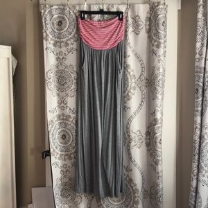 Grey and Hot Pink Maxi